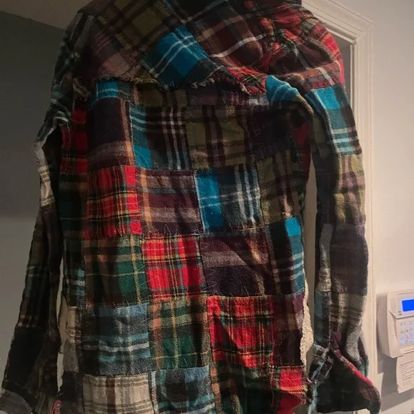 Free People lost in plaid patchwork flannel - Picture 3 of 7